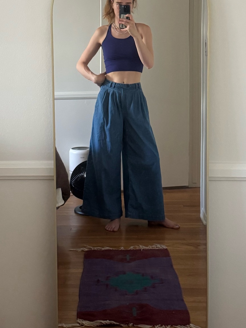 Limited Edition GAP x DOEN Denim Blue Pleated Wide-Leg Denim Pants